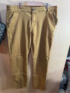 Men's Fried Denim Slim Chino Pants in Mustard Brown Size 38